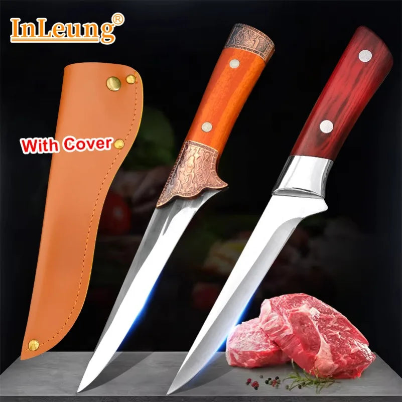 Boning Butcher Knife Chef Cleaver Utility Knife Slicing Chicken Meat Fish Fruit Steak Knife Kitchen Knives Plastic Handle Tools