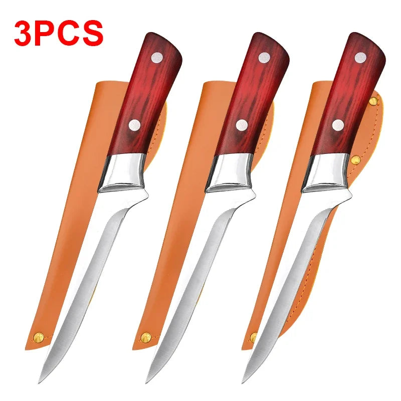 Boning Butcher Knife Chef Cleaver Utility Knife Slicing Chicken Meat Fish Fruit Steak Knife Kitchen Knives Plastic Handle Tools