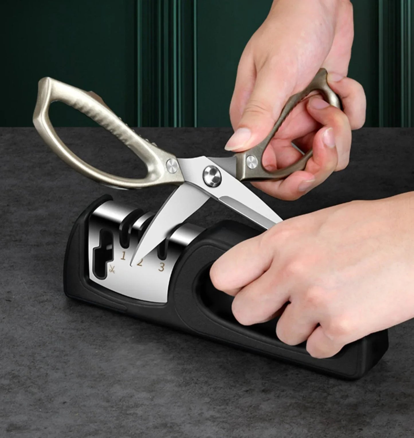 4 Stage Diamond Knife Sharpener Professional Manual Sharpening Tool with Non-Slip Base for Kitchen Knives ScissorsHousehold Tool
