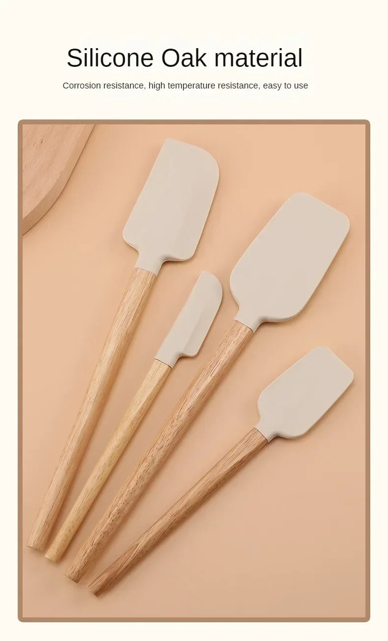 Kitchen Butter Scraper Baking Tools Mixer Spatula for Pastry and Pastry Accessories White Chocolate Wooden Handle Cake Utensils