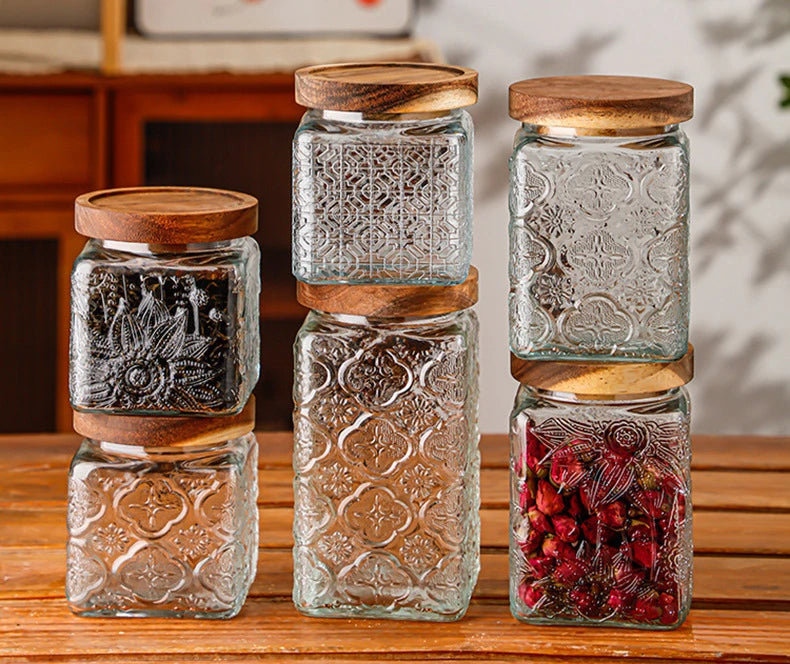 Airtight Containers for Food Glass Pots Airtight Lids Transparent Boxes for Storage Box Mason Jar Sealed glass jars with lids
