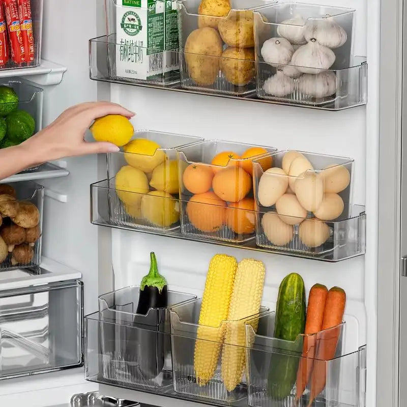3PCS/6PCS Refrigerator Side Door Storage Box Food Vegetable Fruit Eggs Fresh Organizer Household Kitchen Fridge Containers Boxes