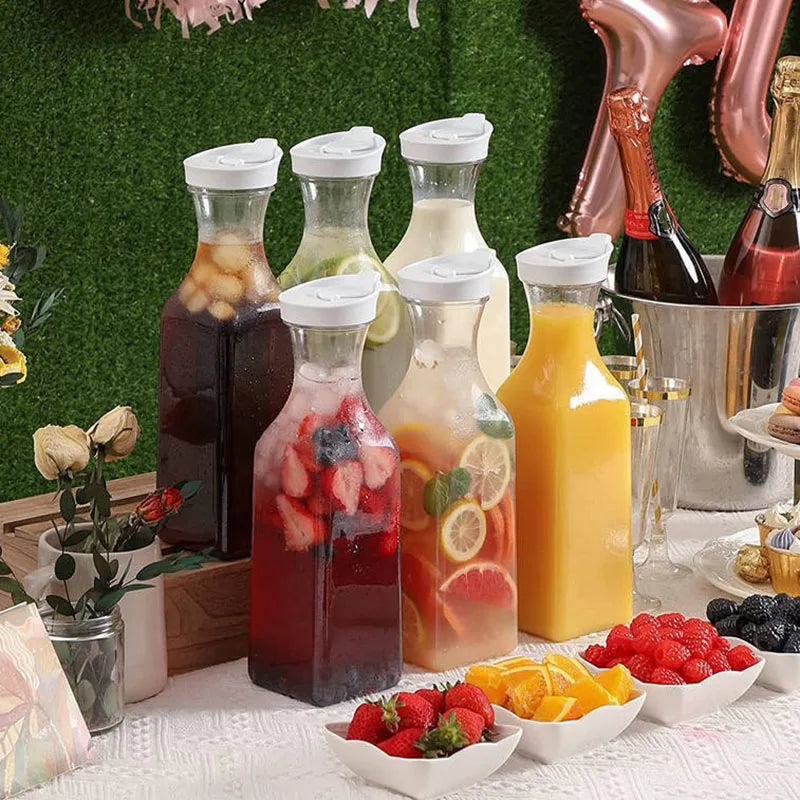 50 Oz Large Plastic Water Bottle with Flip Cap, Square Base Juice Container, Clear Plastic Water Bottle, Beverage Milk Bottle