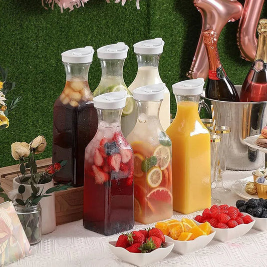 50 Oz Large Plastic Water Bottle with Flip Cap, Square Base Juice Container, Clear Plastic Water Bottle, Beverage Milk Bottle