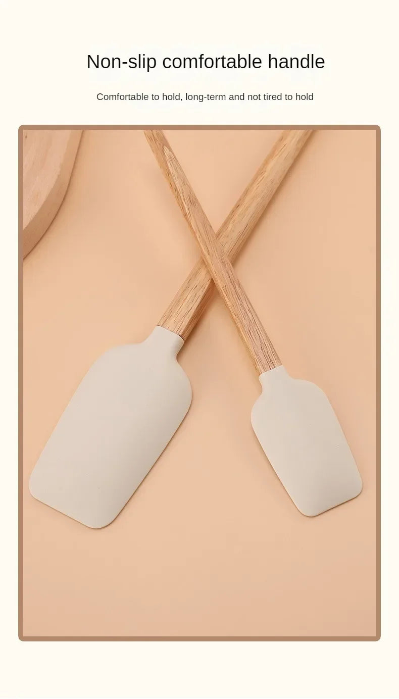 Kitchen Butter Scraper Baking Tools Mixer Spatula for Pastry and Pastry Accessories White Chocolate Wooden Handle Cake Utensils