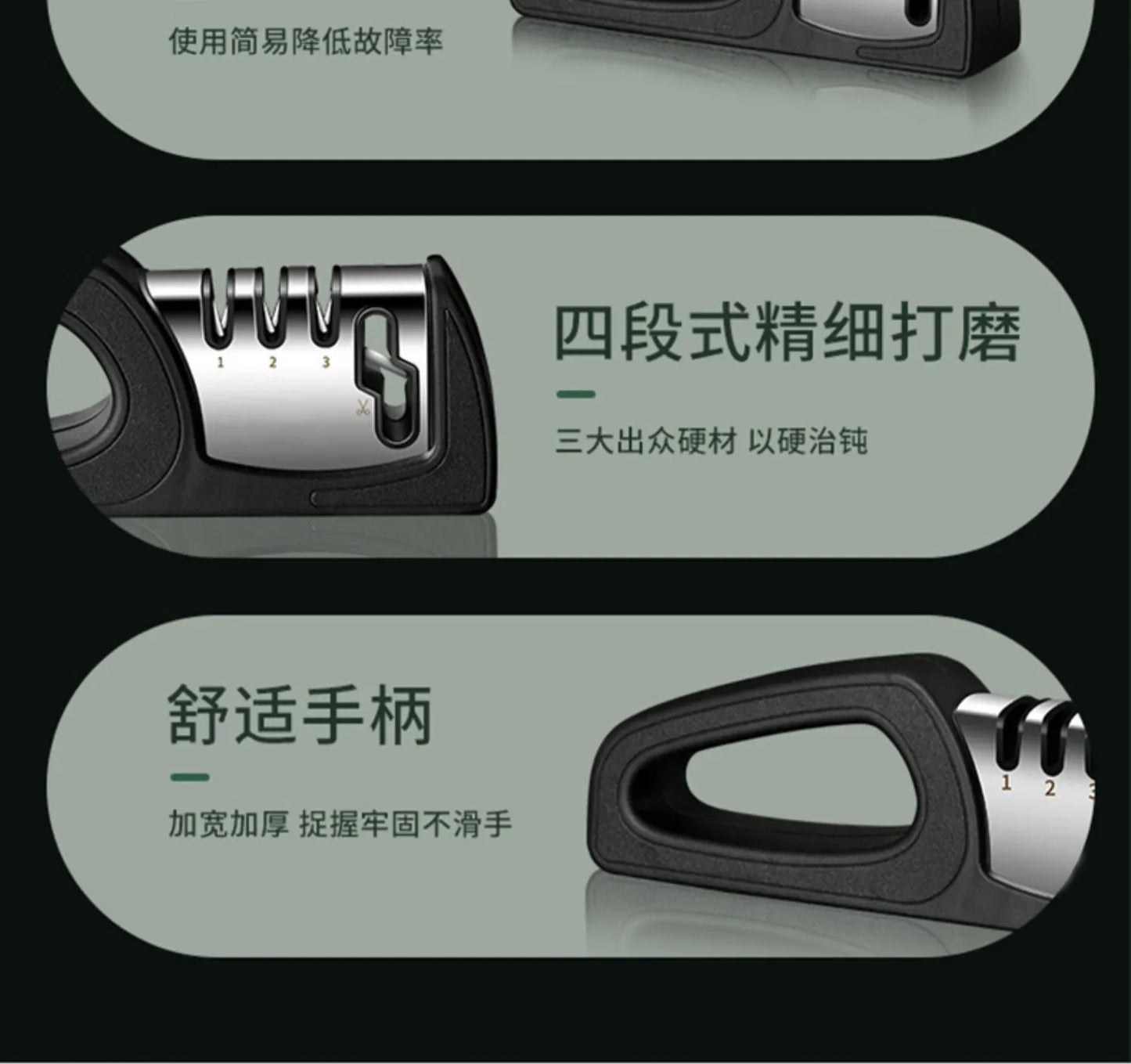 4 Stage Diamond Knife Sharpener Professional Manual Sharpening Tool with Non-Slip Base for Kitchen Knives ScissorsHousehold Tool