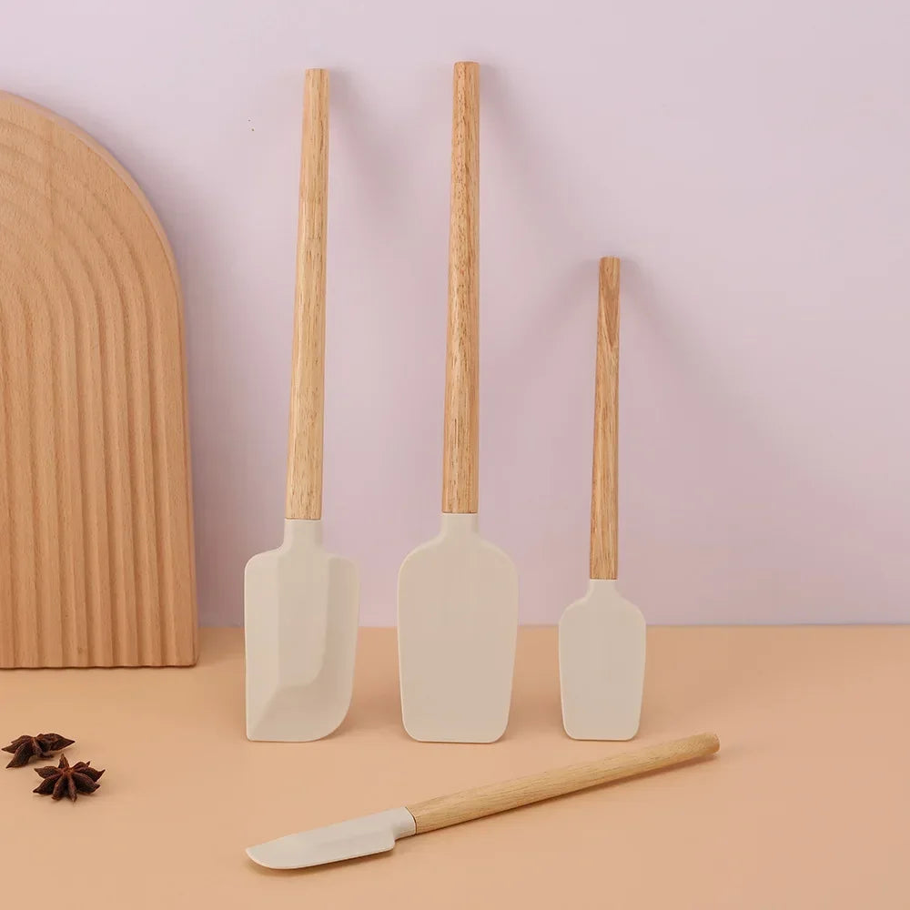 Kitchen Butter Scraper Baking Tools Mixer Spatula for Pastry and Pastry Accessories White Chocolate Wooden Handle Cake Utensils