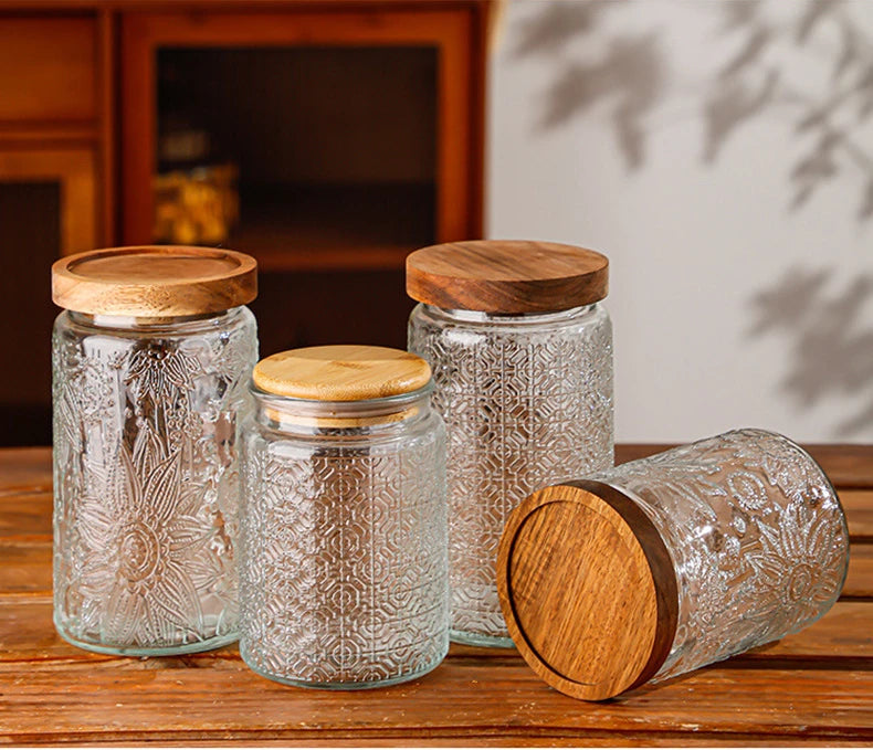 Airtight Containers for Food Glass Pots Airtight Lids Transparent Boxes for Storage Box Mason Jar Sealed glass jars with lids