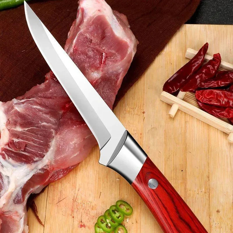 Boning Butcher Knife Chef Cleaver Utility Knife Slicing Chicken Meat Fish Fruit Steak Knife Kitchen Knives Plastic Handle Tools
