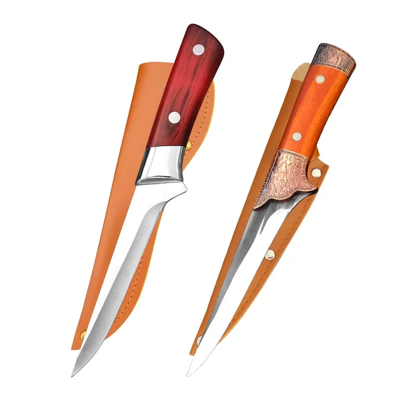 Boning Butcher Knife Chef Cleaver Utility Knife Slicing Chicken Meat Fish Fruit Steak Knife Kitchen Knives Plastic Handle Tools