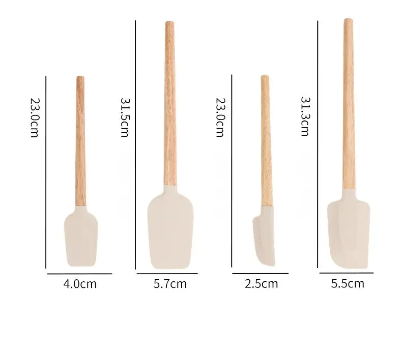 Kitchen Butter Scraper Baking Tools Mixer Spatula for Pastry and Pastry Accessories White Chocolate Wooden Handle Cake Utensils