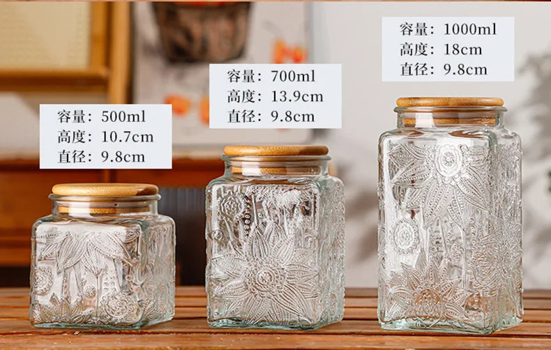 Airtight Containers for Food Glass Pots Airtight Lids Transparent Boxes for Storage Box Mason Jar Sealed glass jars with lids
