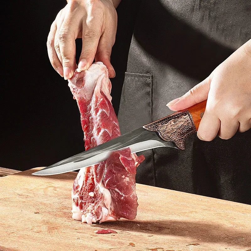 Boning Butcher Knife Chef Cleaver Utility Knife Slicing Chicken Meat Fish Fruit Steak Knife Kitchen Knives Plastic Handle Tools