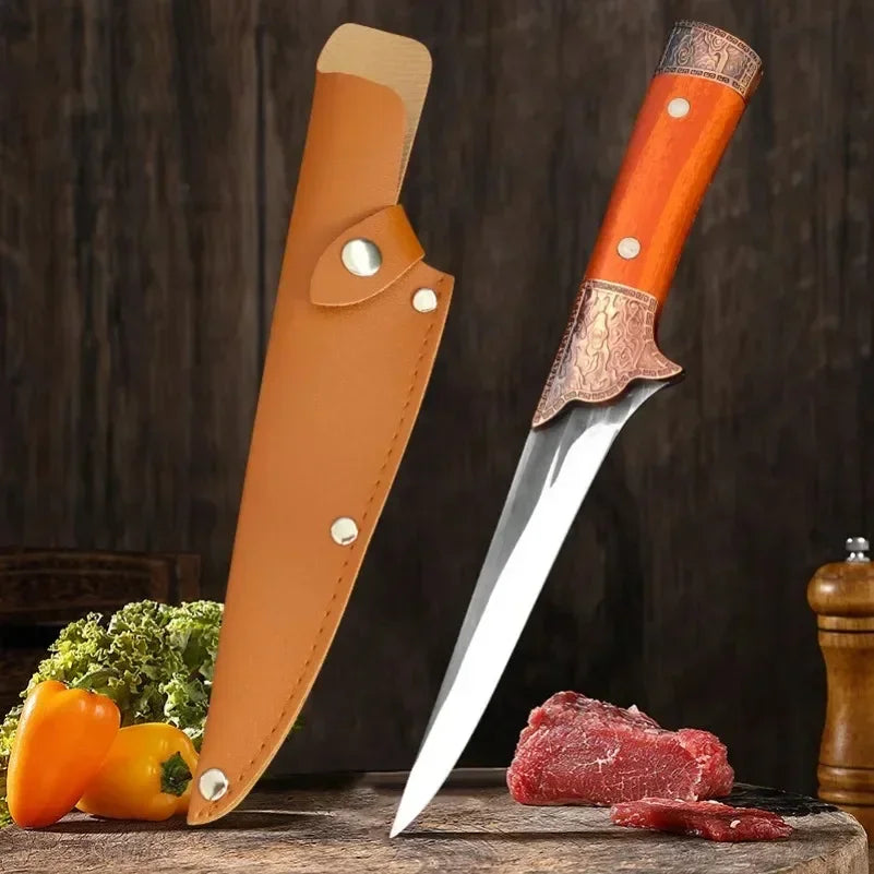 Boning Butcher Knife Chef Cleaver Utility Knife Slicing Chicken Meat Fish Fruit Steak Knife Kitchen Knives Plastic Handle Tools