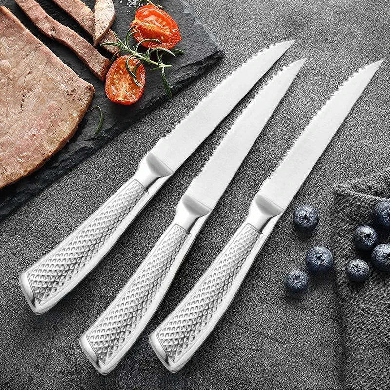 Steak knife set, stainless steel meat slicer kitchen sawtooth knife accessories, practical sushi knives for cooking 1/3/6 pieces