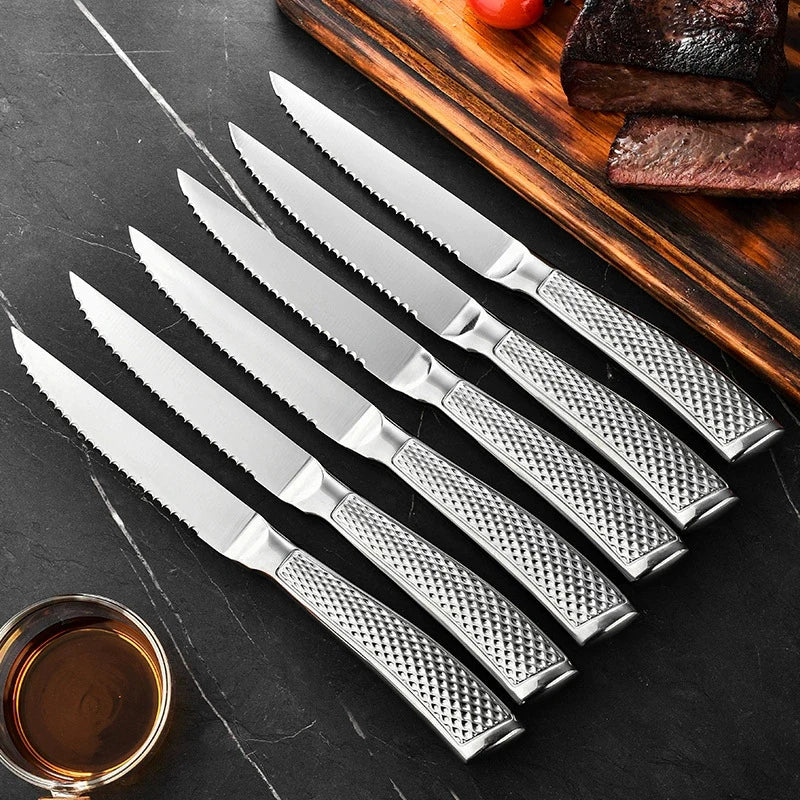Steak knife set, stainless steel meat slicer kitchen sawtooth knife accessories, practical sushi knives for cooking 1/3/6 pieces