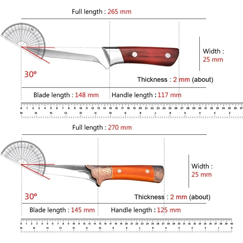 Boning Butcher Knife Chef Cleaver Utility Knife Slicing Chicken Meat Fish Fruit Steak Knife Kitchen Knives Plastic Handle Tools