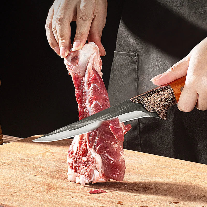Boning Butcher Knife Chef Cleaver Utility Knife Slicing Chicken Meat Fish Fruit Steak Knife Kitchen Knives Plastic Handle Tools