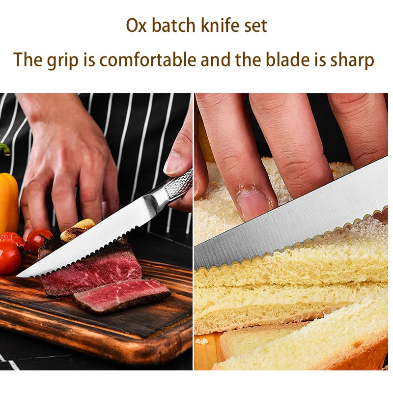 Steak knife set, stainless steel meat slicer kitchen sawtooth knife accessories, practical sushi knives for cooking 1/3/6 pieces