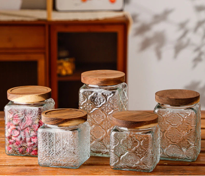 Airtight Containers for Food Glass Pots Airtight Lids Transparent Boxes for Storage Box Mason Jar Sealed glass jars with lids