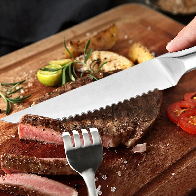 Steak knife set, stainless steel meat slicer kitchen sawtooth knife accessories, practical sushi knives for cooking 1/3/6 pieces
