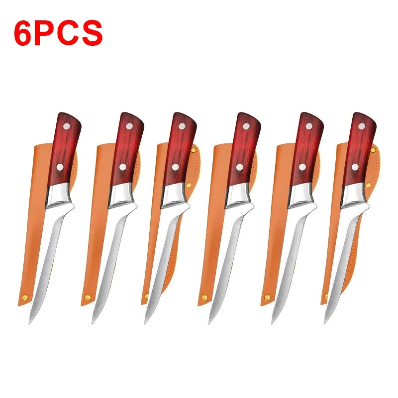Boning Butcher Knife Chef Cleaver Utility Knife Slicing Chicken Meat Fish Fruit Steak Knife Kitchen Knives Plastic Handle Tools