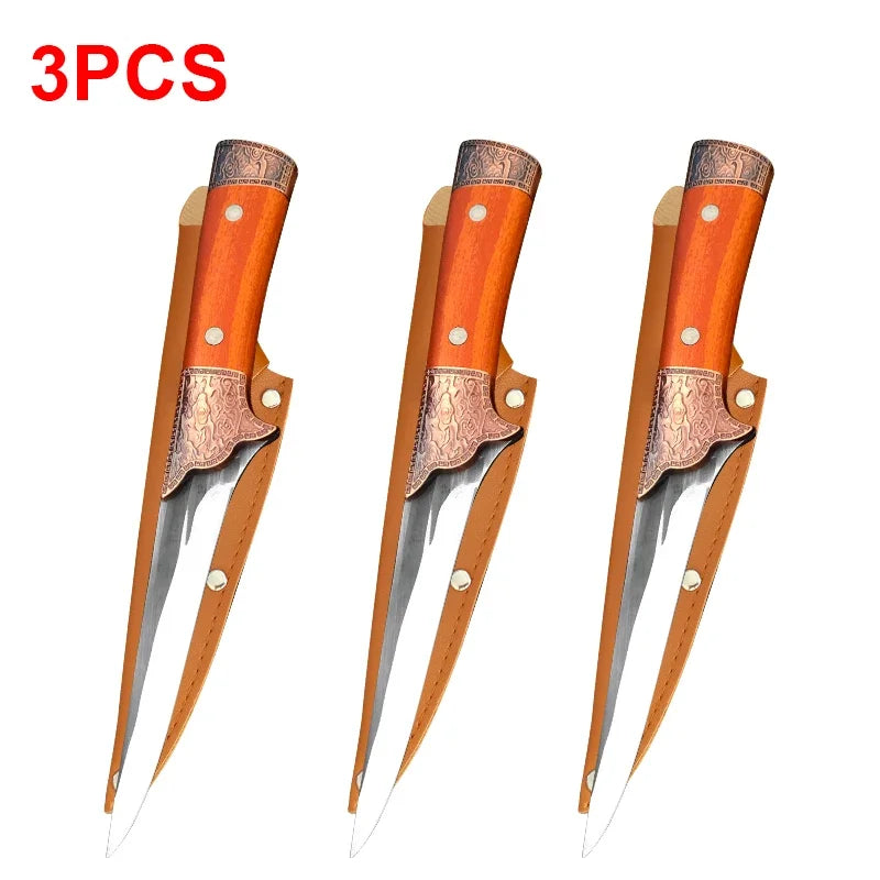 Boning Butcher Knife Chef Cleaver Utility Knife Slicing Chicken Meat Fish Fruit Steak Knife Kitchen Knives Plastic Handle Tools