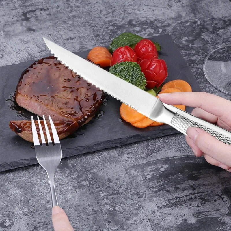 Steak knife set, stainless steel meat slicer kitchen sawtooth knife accessories, practical sushi knives for cooking 1/3/6 pieces