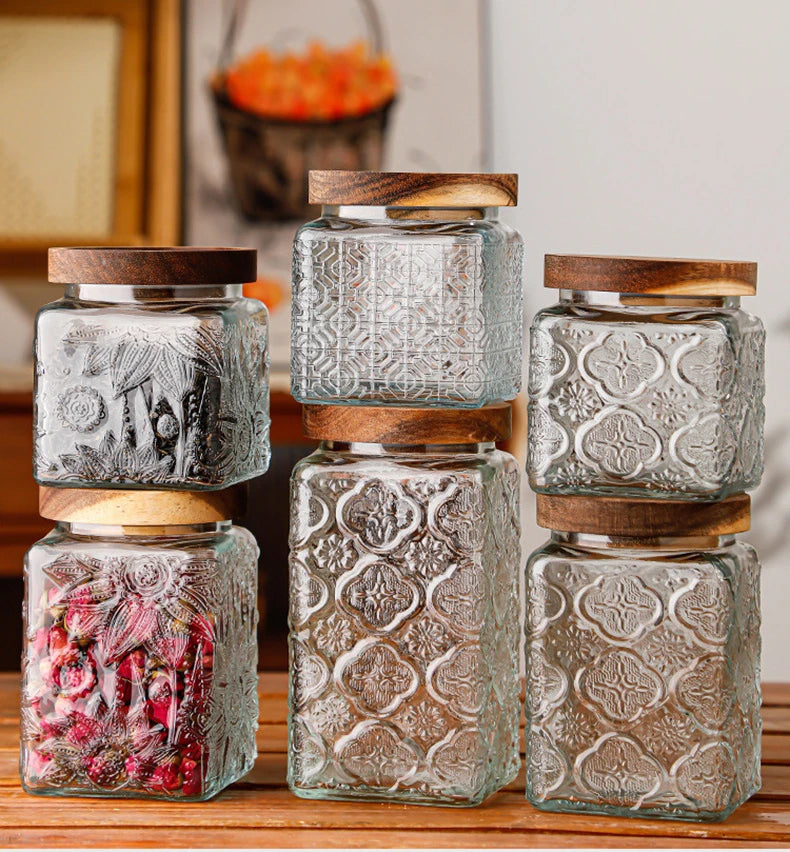 Airtight Containers for Food Glass Pots Airtight Lids Transparent Boxes for Storage Box Mason Jar Sealed glass jars with lids