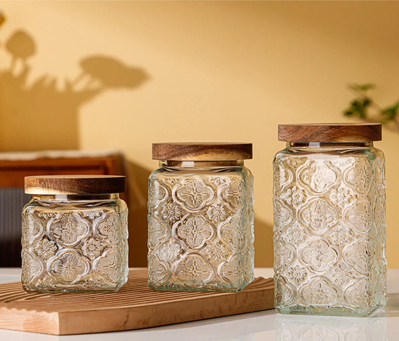 Airtight Containers for Food Glass Pots Airtight Lids Transparent Boxes for Storage Box Mason Jar Sealed glass jars with lids
