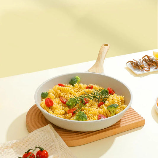 28cm Non-Stick Ceramic Wok Pan Eco-Friendly Stainless Steel Cookware White