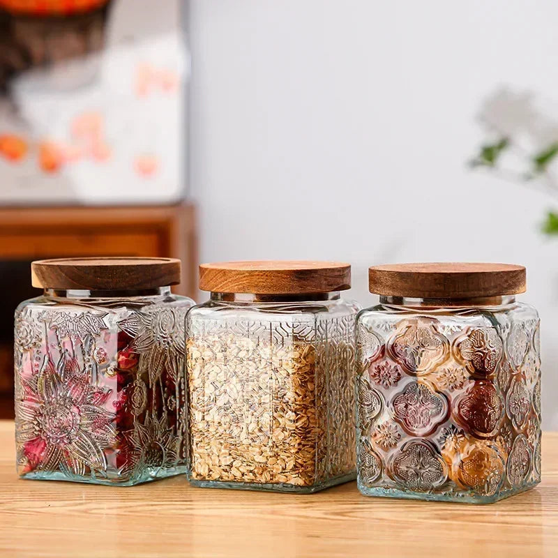 Airtight Containers for Food Glass Pots Airtight Lids Transparent Boxes for Storage Box Mason Jar Sealed glass jars with lids