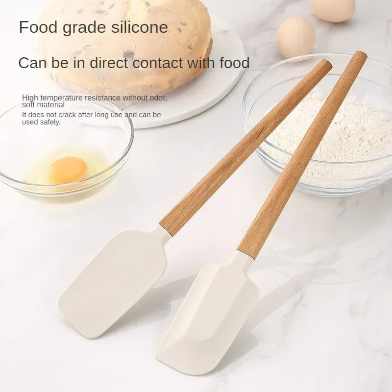 Kitchen Butter Scraper Baking Tools Mixer Spatula for Pastry and Pastry Accessories White Chocolate Wooden Handle Cake Utensils