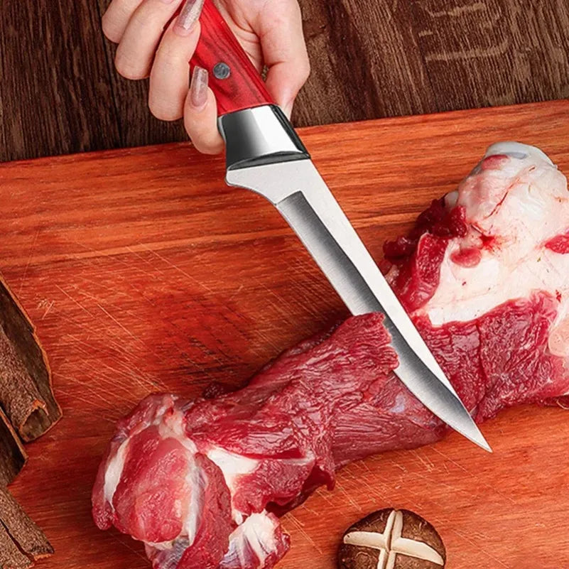 Boning Butcher Knife Chef Cleaver Utility Knife Slicing Chicken Meat Fish Fruit Steak Knife Kitchen Knives Plastic Handle Tools