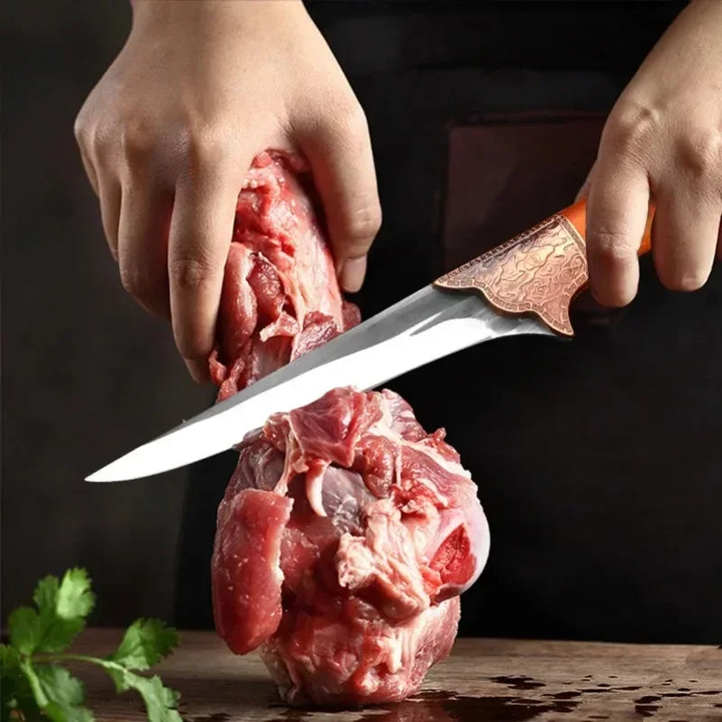 Boning Butcher Knife Chef Cleaver Utility Knife Slicing Chicken Meat Fish Fruit Steak Knife Kitchen Knives Plastic Handle Tools