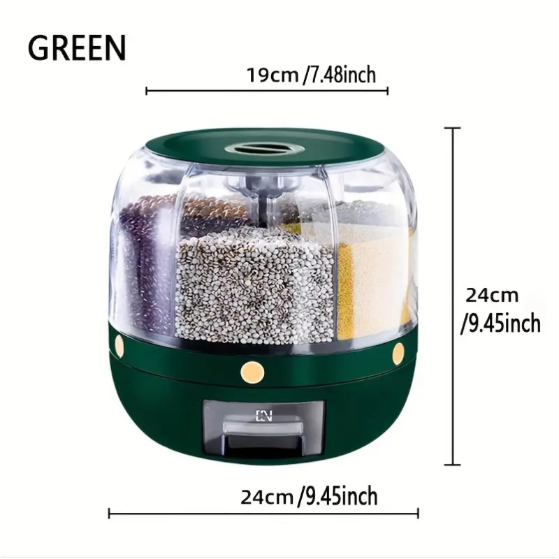 Dispenser Container Rotating Cereal with Flip Lid